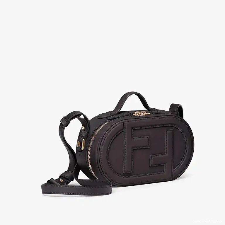 Vintage HOT Leather In Mini O'Lock Black Camera Case Fendi Calf 0706